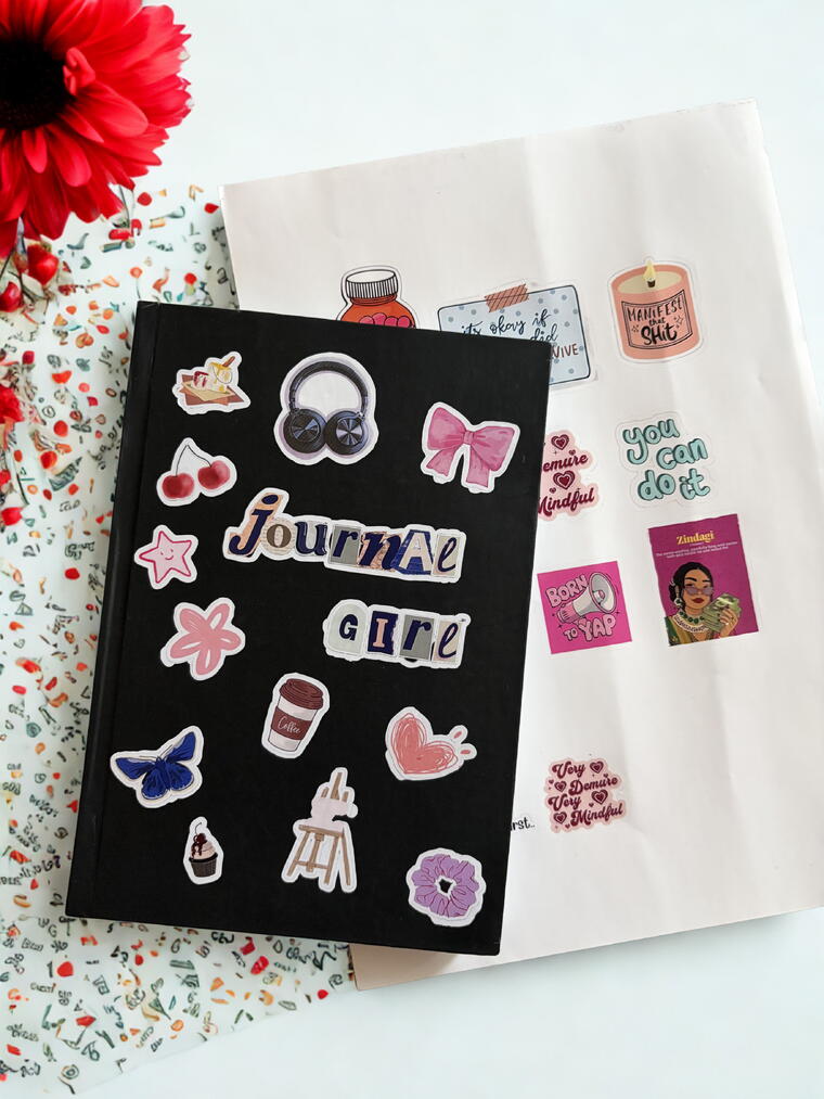 Open Canvas Diary with Themed Stickers