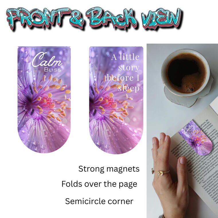 GLOBEADO Magnetic Bookmarks, Floral Designs, Set of 8, Strong Magnet Clip