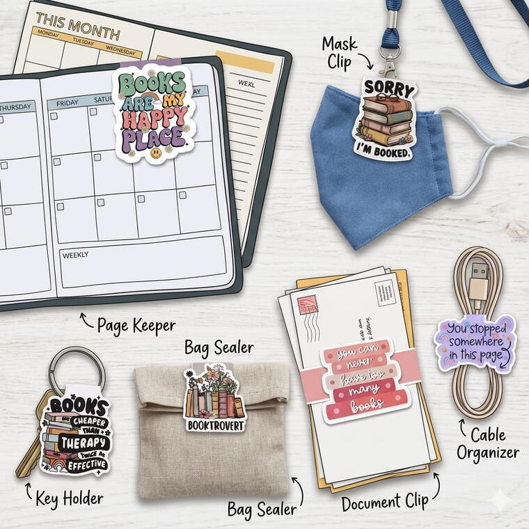 Cute Magnetic Bookmarks Set for Book Lovers, Funny Quotes, Pack of 6