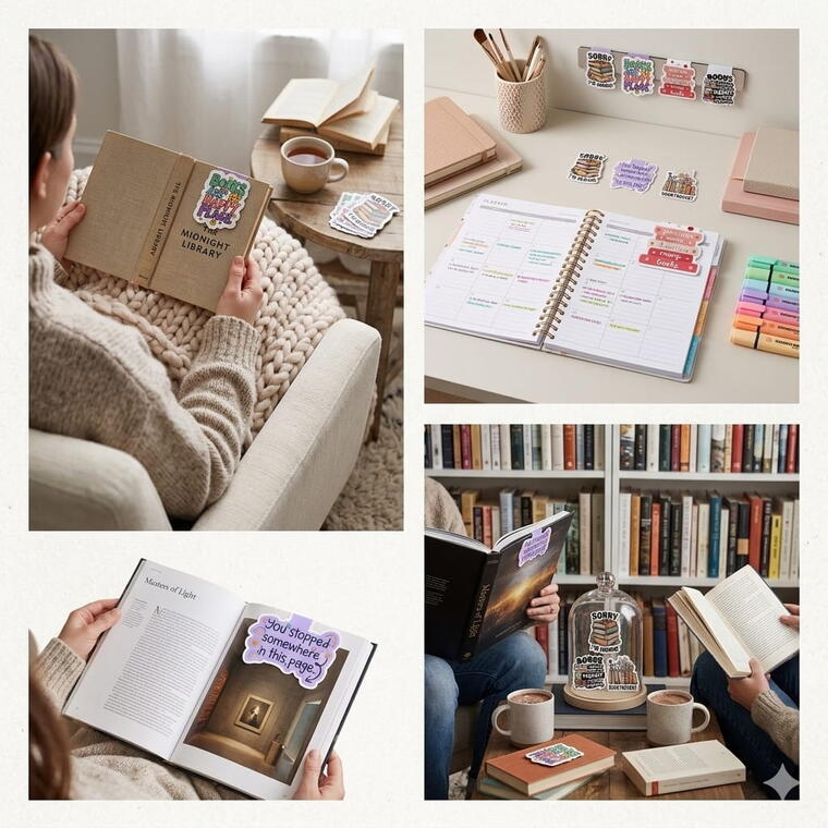 Cute Magnetic Bookmarks Set for Book Lovers, Funny Quotes, Pack of 6