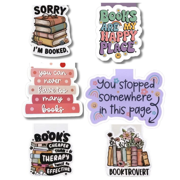 Cute Magnetic Bookmarks Set for Book Lovers, Funny Quotes, Pack of 6