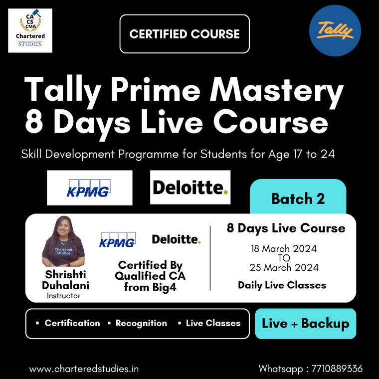Tally Prime Mastery Course : Basics to Advanced  (LIVE+BACKUP)