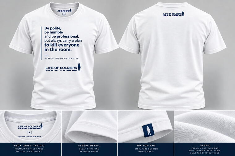 White Premium T-Shirt | Size : M | Life of Soldiers - James Mattis