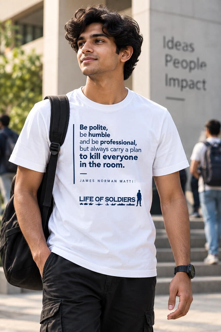 White Premium T-Shirt | Size : L | James Mattis