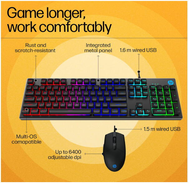 HP KM300F Wired USB Gaming Keyboard and Mouse Set