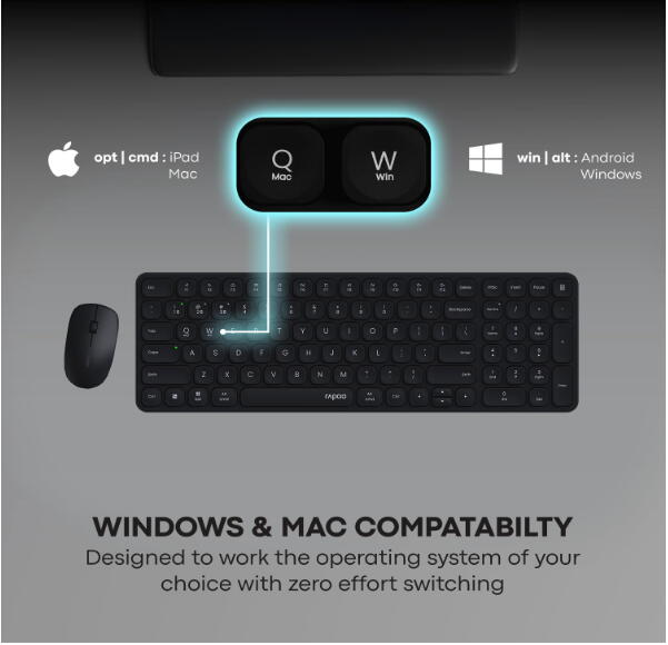 Rapoo 9320M MultiDevice Wireless & Bluetooth Keyboard Mouse Combo