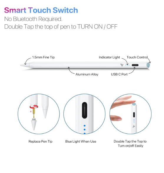 Vaku Luxos® ARTISTE STYLUS Magical Pencil for iPads Pro, Air, mini
