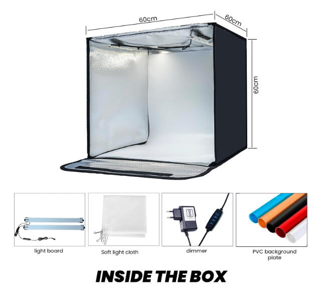 Portable Photo Studio 60x60cm Light Box, Professional Dimmable Tent