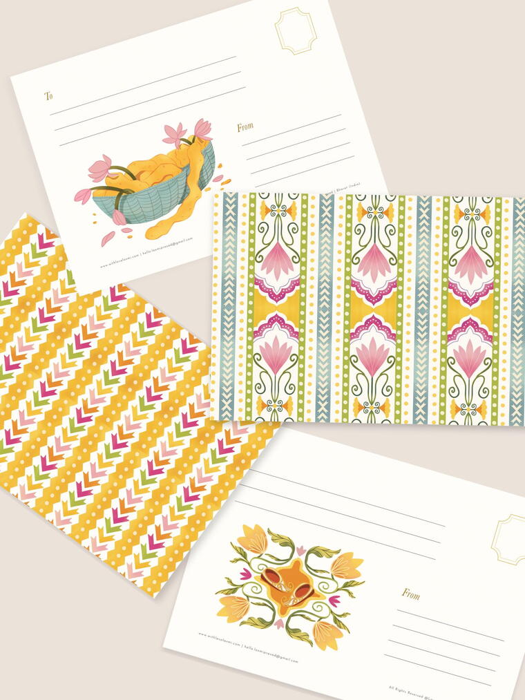 Indian Pattern Postcard: Set of 12