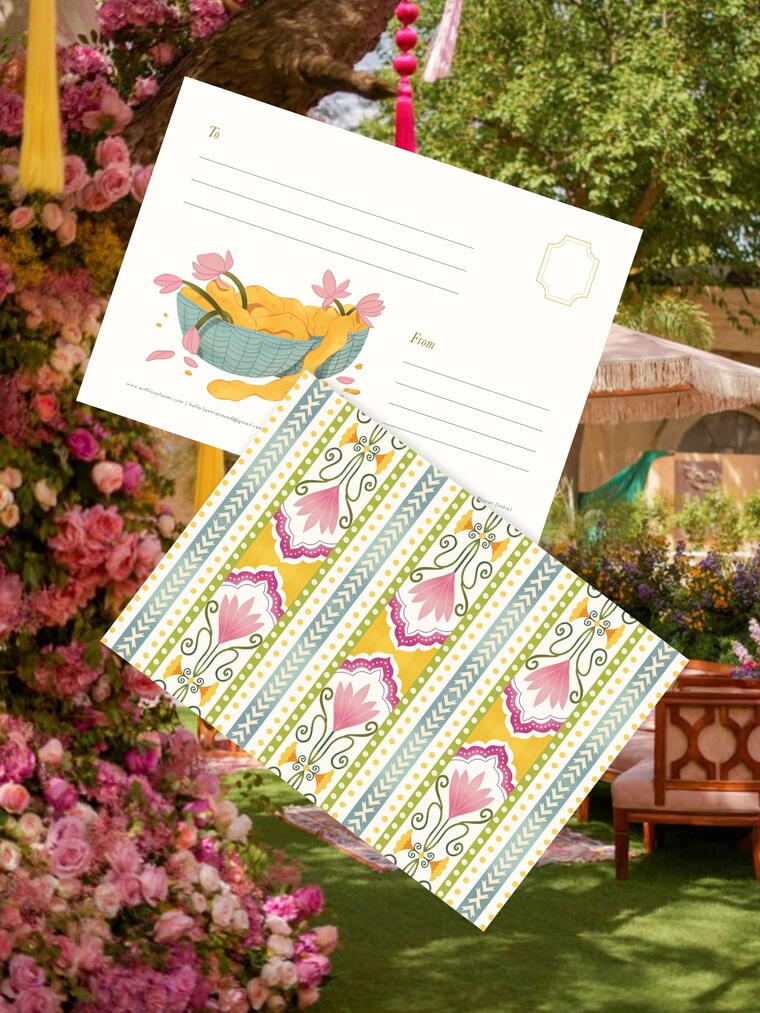 Indian Pattern Postcard: Set of 12