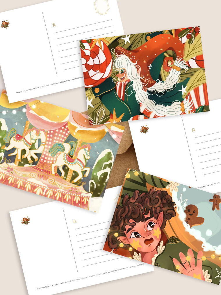 Christmas Postcards Mixed Set: 18 Cards