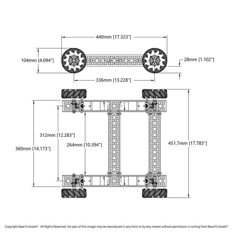 GoBilda Strafer® Chassis Kit (104mm GripForce™ Mecanum Wheels)