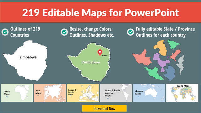 219 Editable Maps for PowerPoint