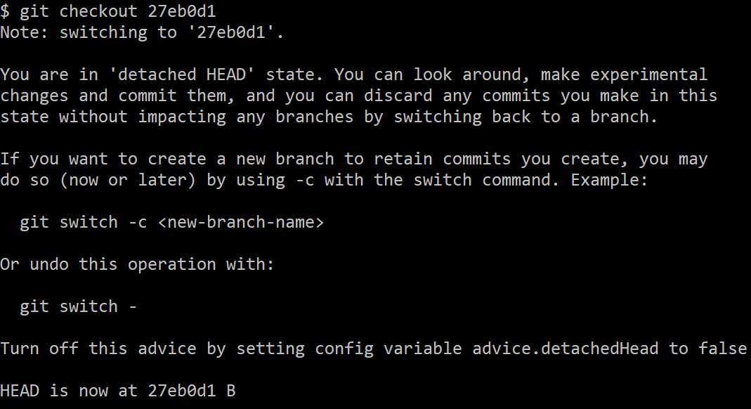 Checking out a commit will make our HEAD get detached.
