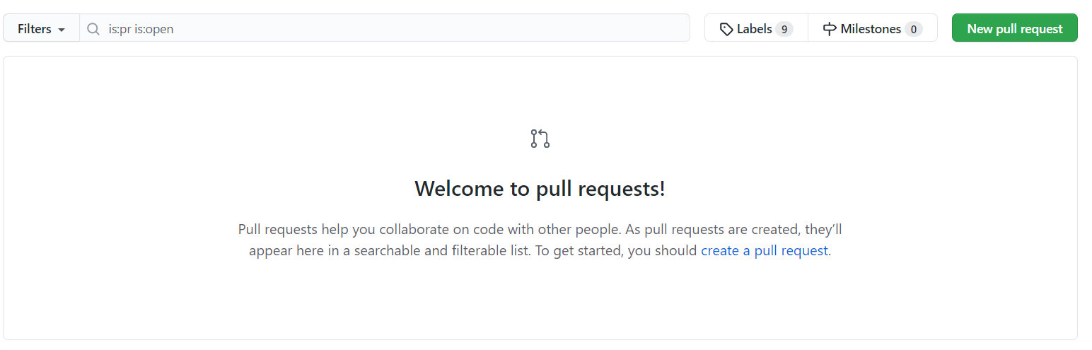 Click on new pull request button
