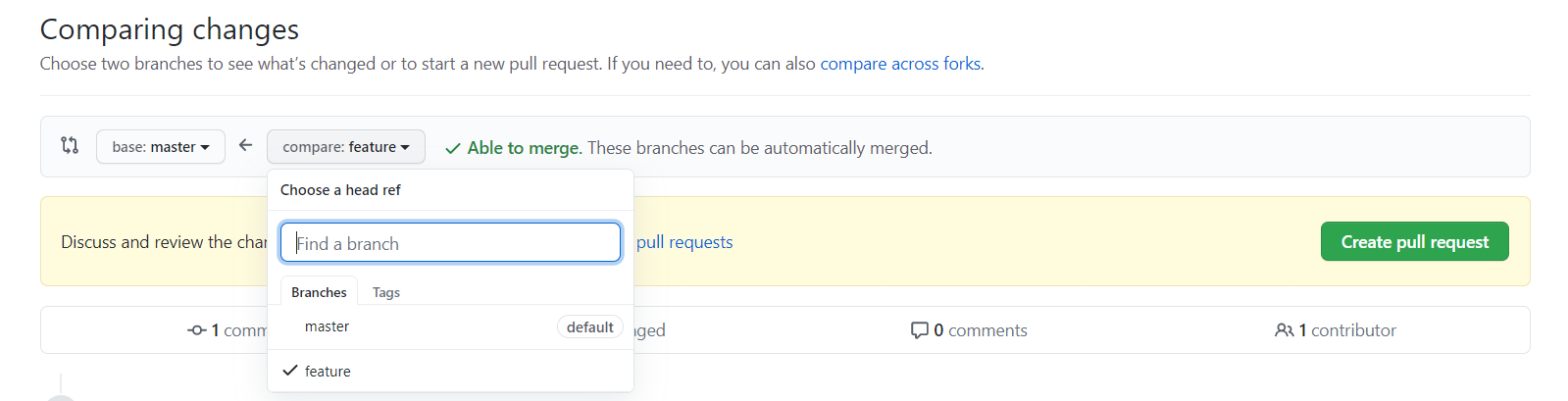 Choosing appropriate branches to compare