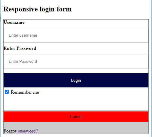 Responsive form small screen