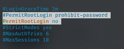 ssh PermitRootLogin no