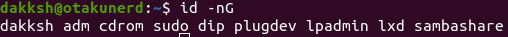 id -nG command