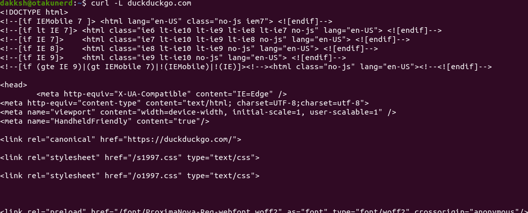 curl -L duckduckgo.com