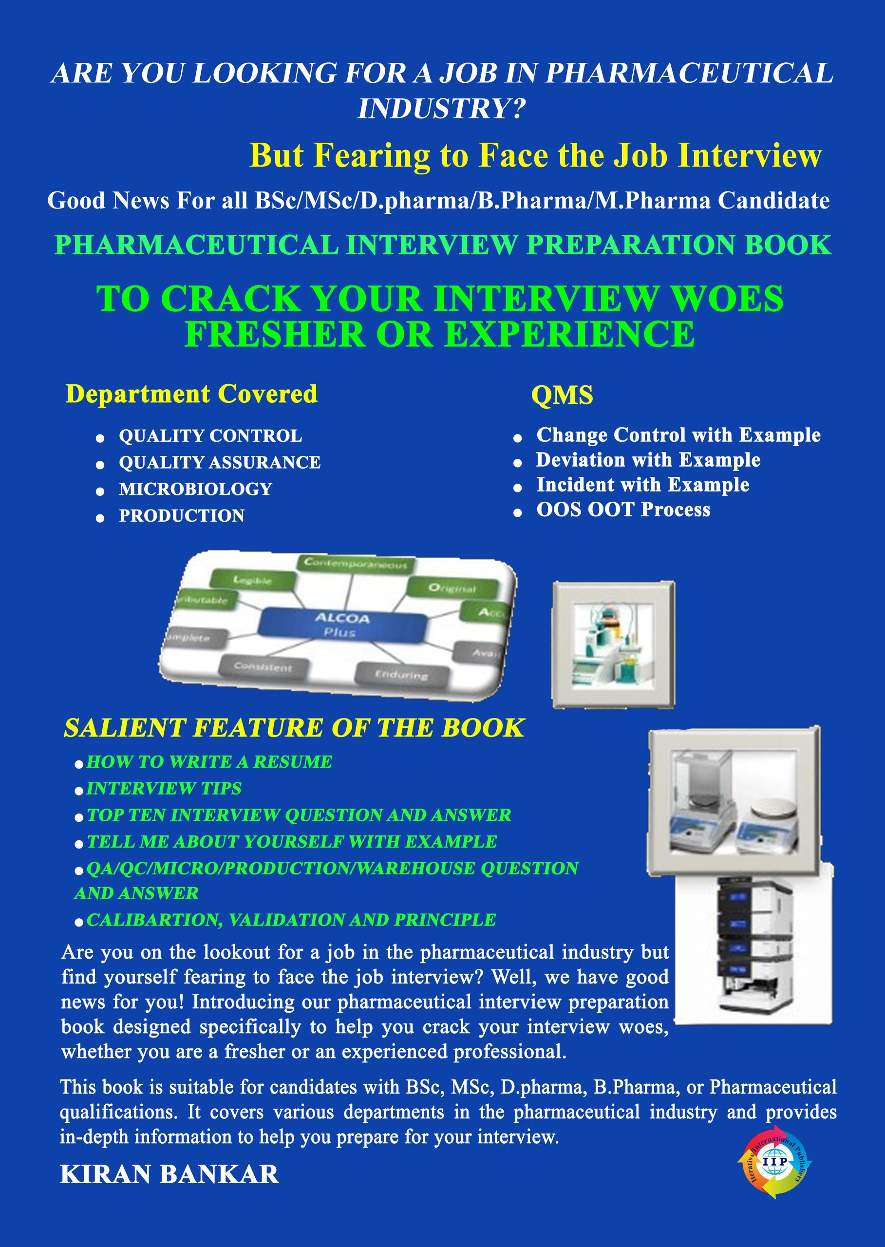 PHARMACEUTICAL INTERVIEW PREPARATION BOOK FRESHER AND EXPERIENCE