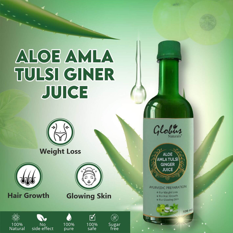 NatureFit Shop | Globus Naturals Immunity Booster Aloevera Amla Tulsi  Ginger Juice |For Glowing skin|For Hair Growth|For Weight Loss | - 500 ml