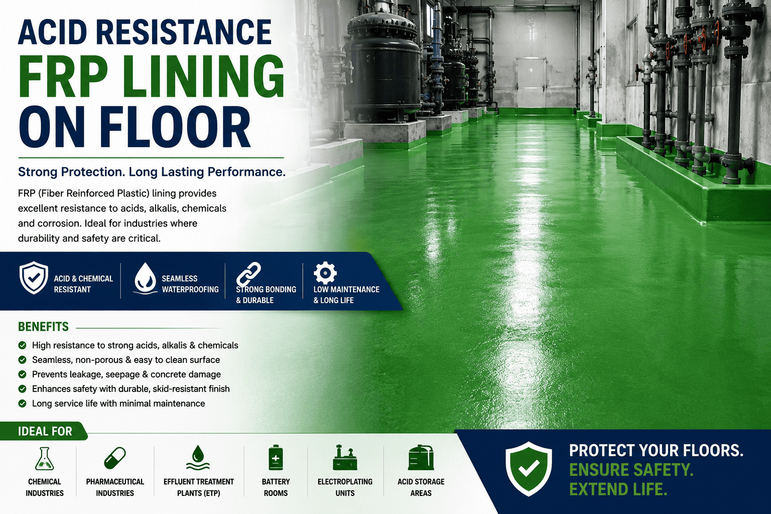Acid Resistant FRP Lining on Floor