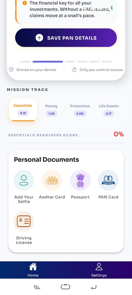 Smarana essentials mission track in app