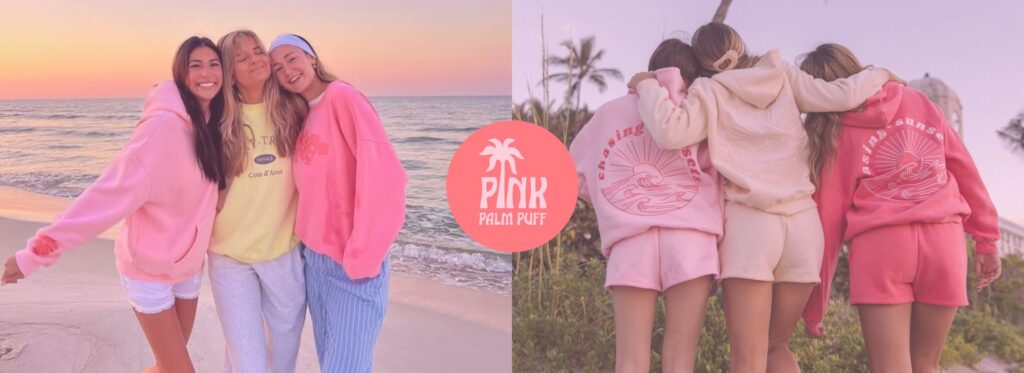 Pink Palm Puff Hoodie City Flex