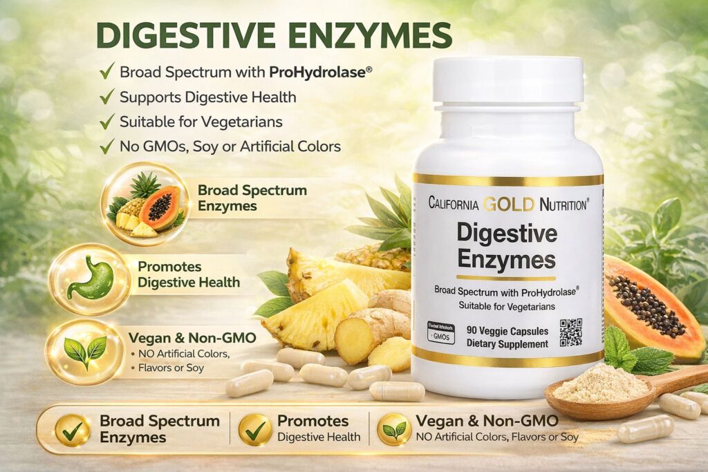 Digestive Enzymes for Bloating & Gut Health | California Gold Nutrition