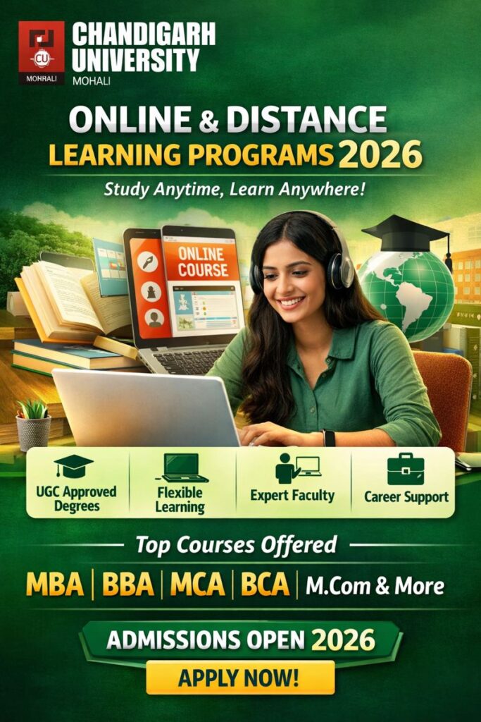 Chandigarh University Online & Distance Learning Programs 2026: Courses, Fees & Admissions