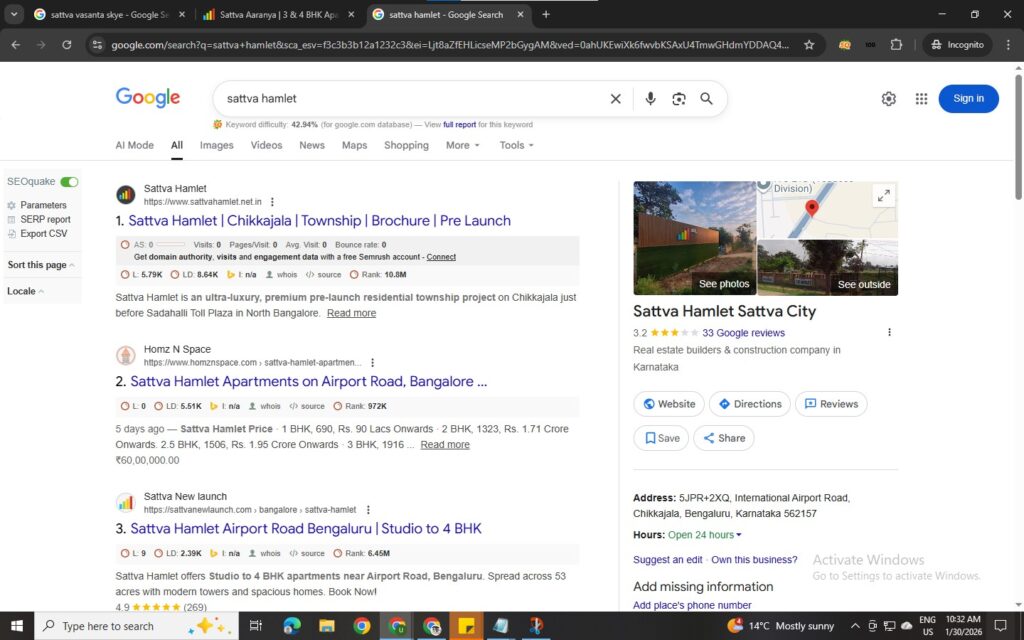 Seemless Access to: Sattva Aaranya ,Hamlet And Aeropolis