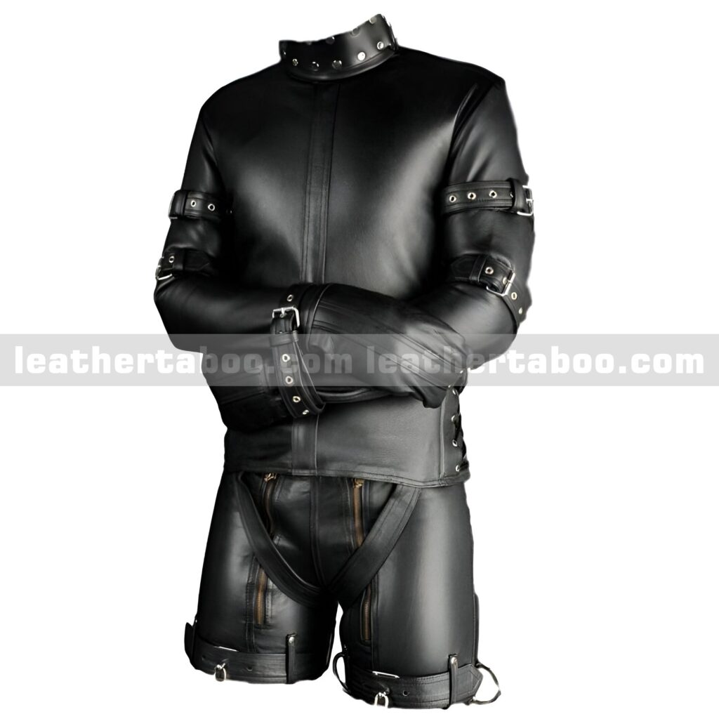 Black Leather Straitjacket for Men – Heavy Duty Real Leather Jacket