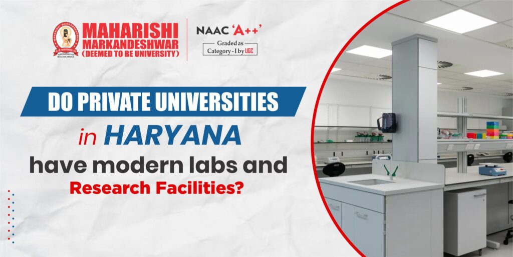 Do private universities in Haryana have modern labs and research facilities?