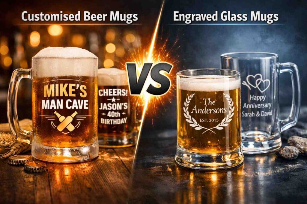 Customised Beer Mugs vs Engraved Glass Mugs- Which One Makes the Best Gift?