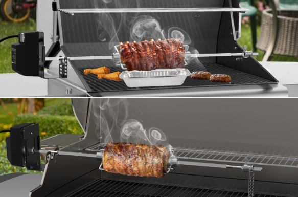 Universal BBQ Rotisserie Kit with Motor & Spit Rod