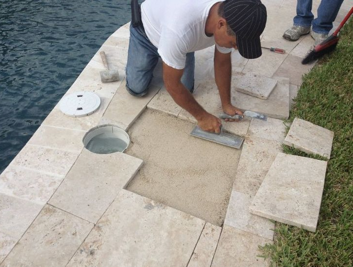 Travertine Paver Installation for Elegant Outdoor Design