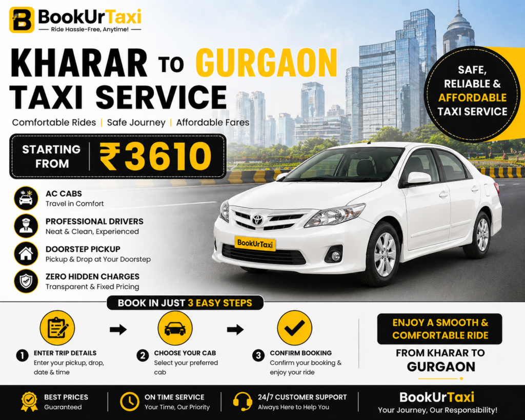 Kharar to Gurgaon Taxi | Booking Start ₹3610 – BookUrTaxi