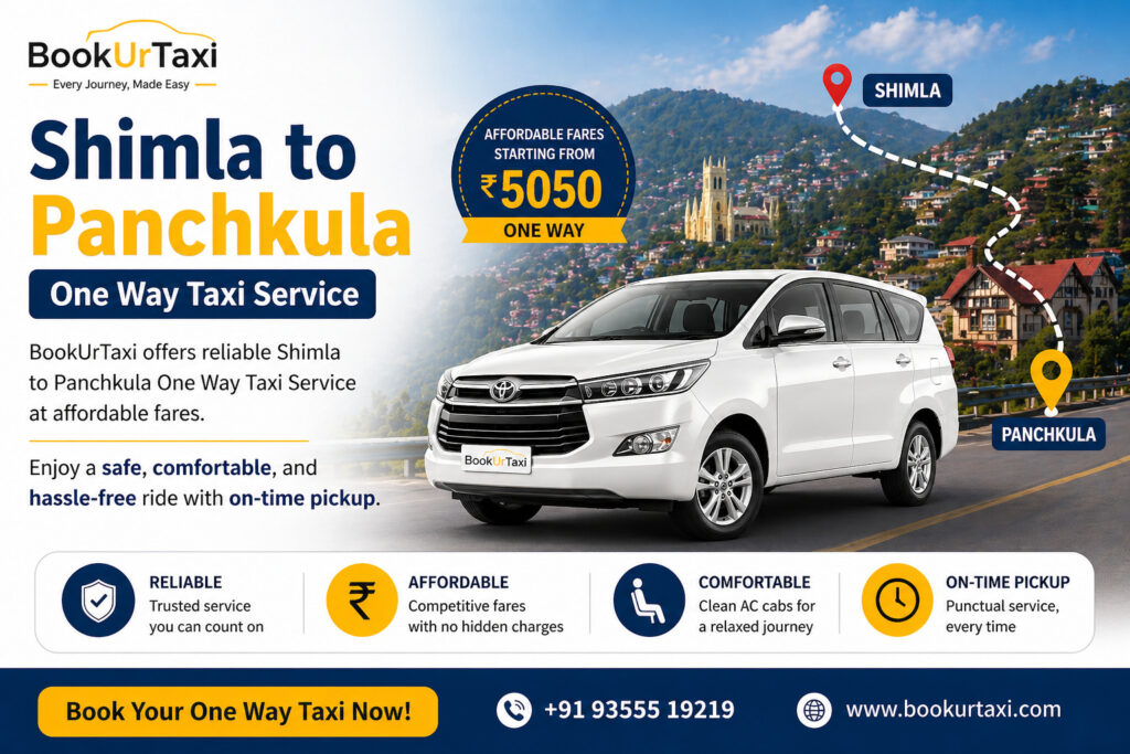 Shimla to Panchkula One Way Taxi Service | BookUrTaxi