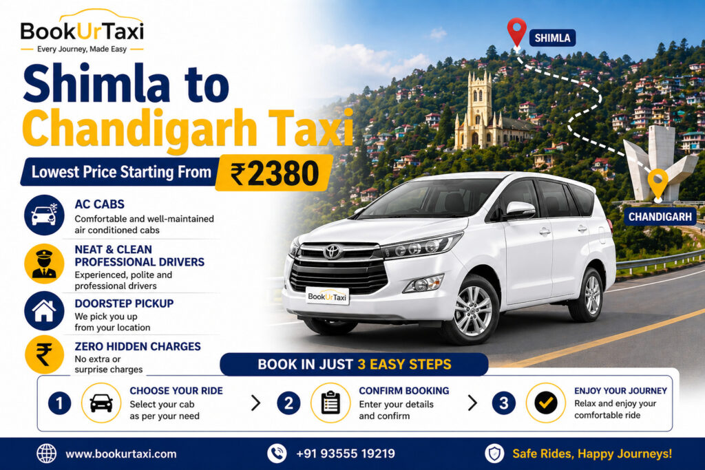 Shimla to Chandigarh| Booking Start ₹2380 – BookUrTaxi