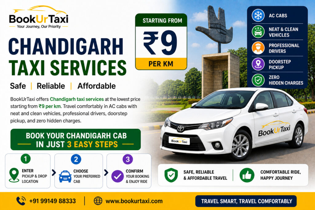 Chandigarh Taxi Service | Chandigarh Cab Service From ₹9/Km – BookUrTaxi