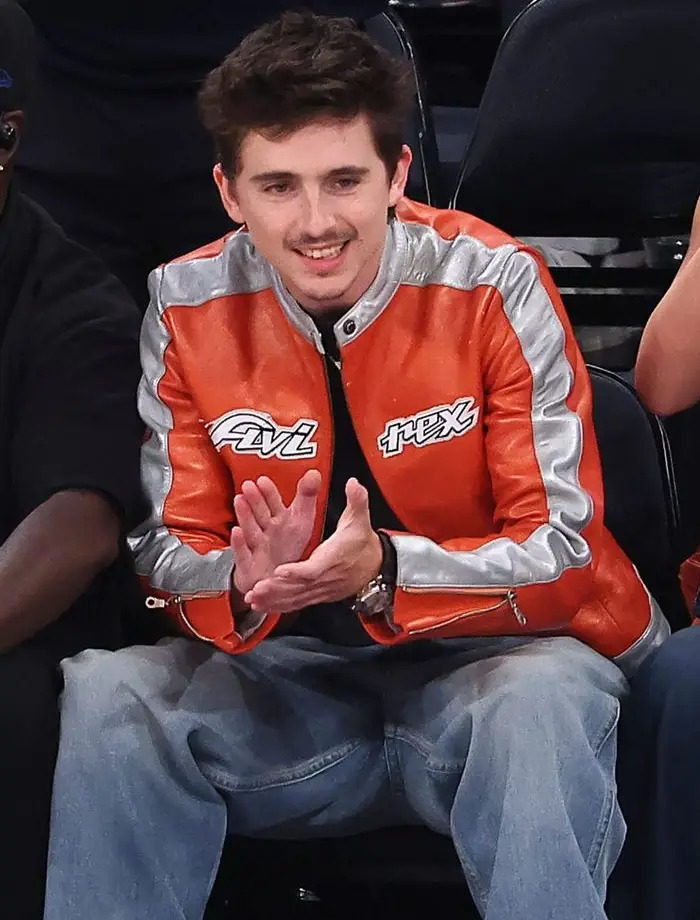 Timothée Chalamet Avirex Orange Leather Jacket – The Bold Fashion Move Redefining Modern Style
