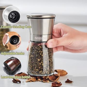 glass with steel Salt and Pepper Ceramic Grinder