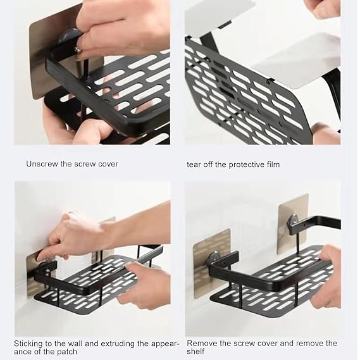  black plastic Bathroom Shelf 
