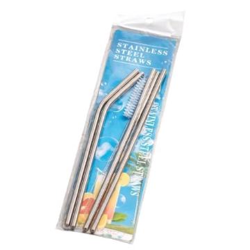 Reusable Stainless Steel Drinking Straws Set of 4 with 1 Cleaning Brush