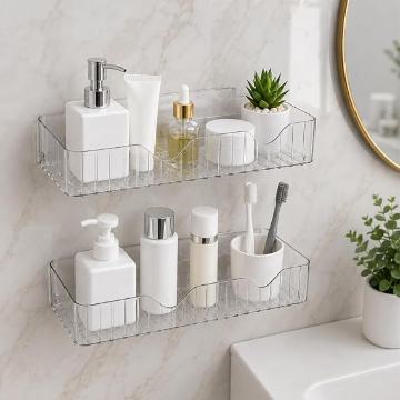 Transparent Acrylic Wall Mounted Bathroom Shelf