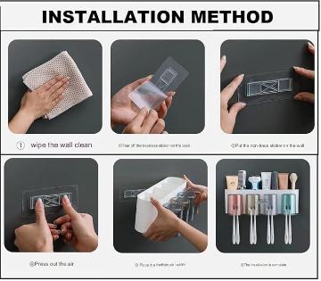 Wall Mounted Tooth Brush & Paste Holder for Bathroom Multi. 3 com.