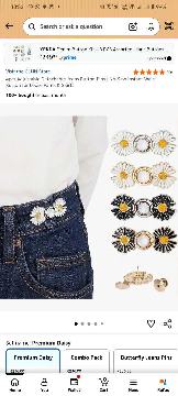 Teens Button Flower Black White