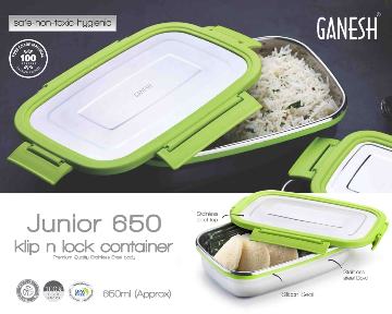 Ganesh Craze Lunch Box Container Leak Proof(650ml 1pc + 140ml 1 Pc) 