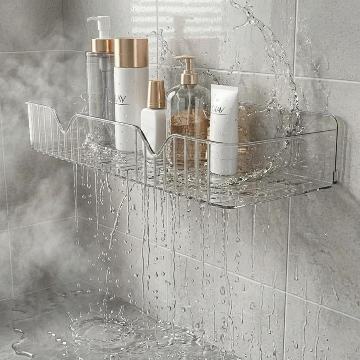 LINEAR Wall Mounted Bathroom Shelves | Storage Shelf Organiser | Self Adhesive Shelf for Bathroom